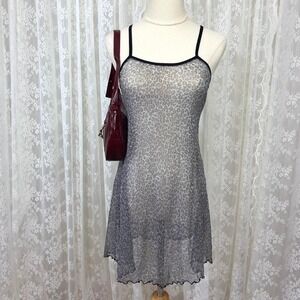 Vintage Y2K Xhilaration Micro Mesh Cheetah Slip Dress Lingerie Womens Medium